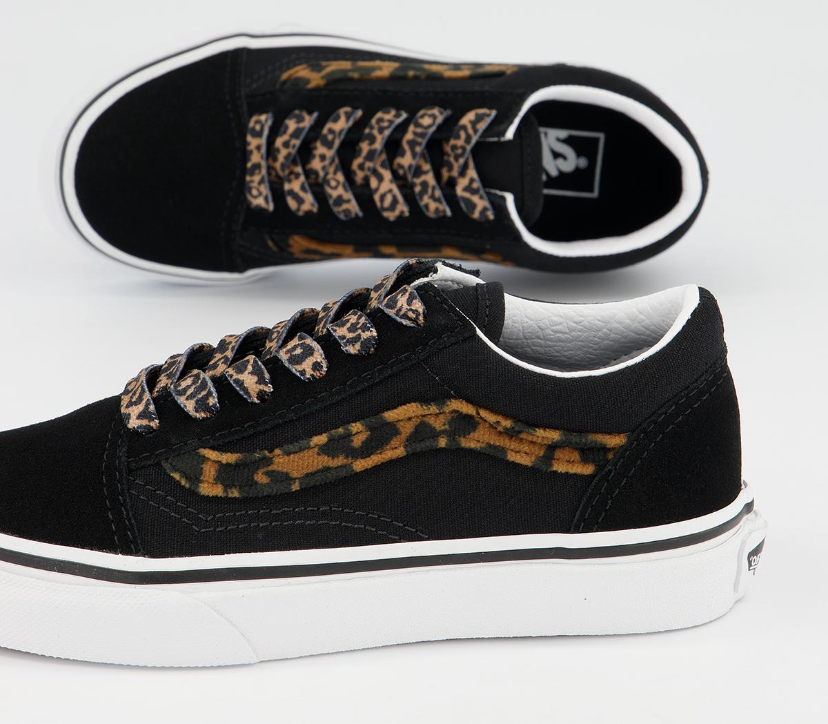 Vans Old Skool Lace Kids Trainers Vans Old Skool Lace Kids Trainers Leopard Black True White