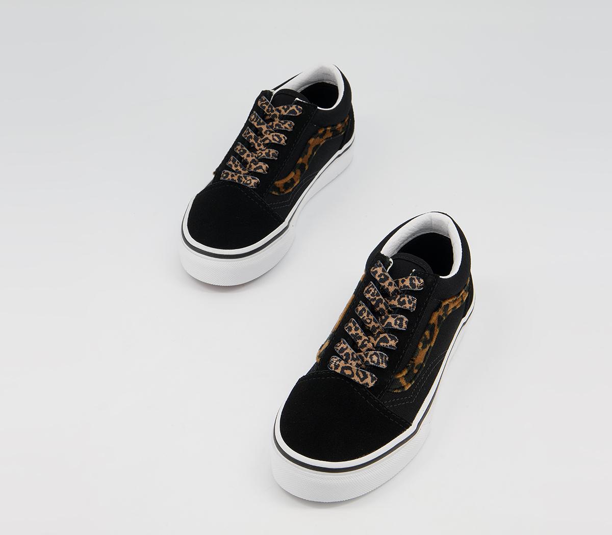 Vans Old Skool Lace Kids Trainers Vans Old Skool Lace Kids Trainers Leopard Black True White