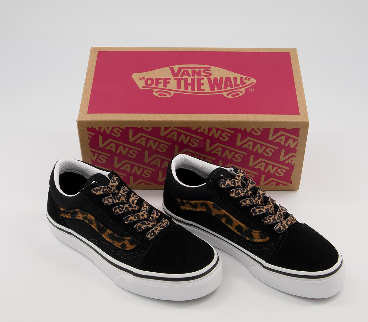 Vans Old Skool Lace Kids Trainers Vans Old Skool Lace Kids Trainers Leopard Black True White