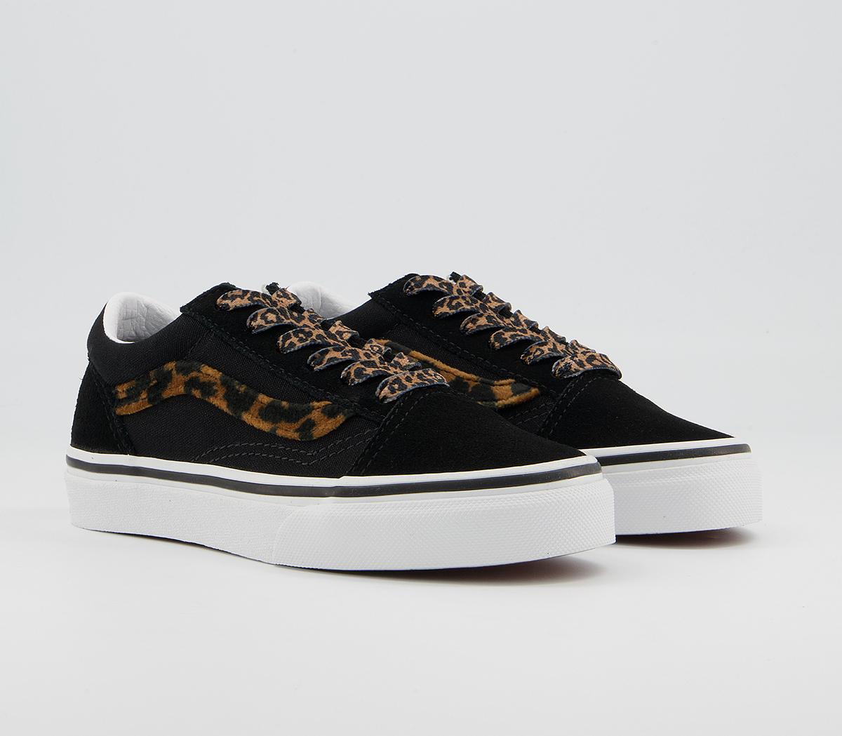 Vans Old Skool Lace Kids Trainers Vans Old Skool Lace Kids Trainers Leopard Black True White