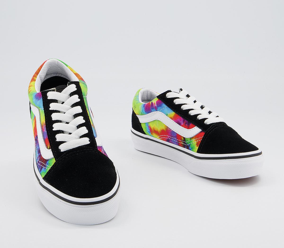 Vans Old Skool Lace Kids Trainers Tie Dye Multi True White - Unisex