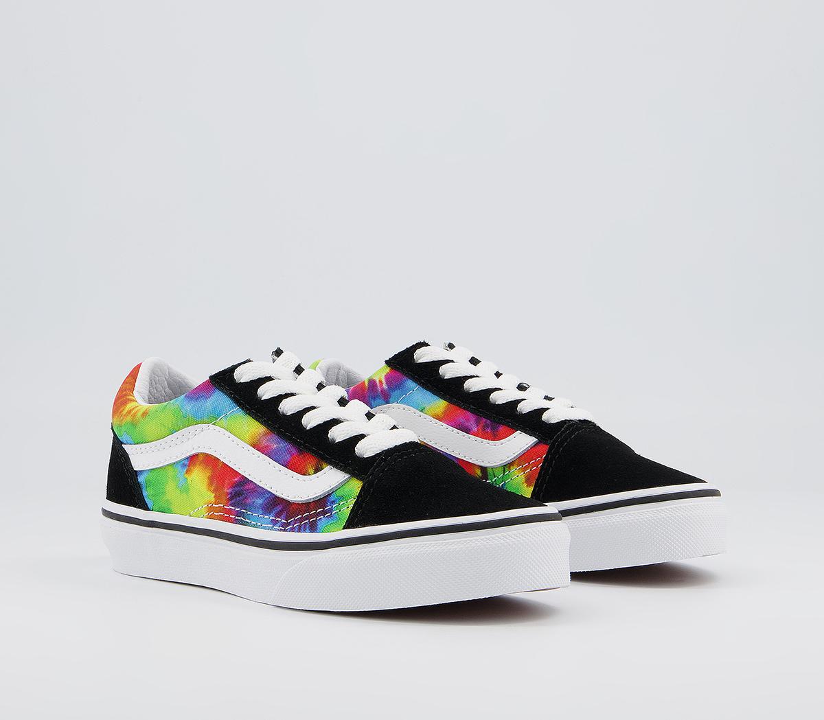 Vans Old Skool Lace Kids Trainers Tie Dye Multi True White - Unisex