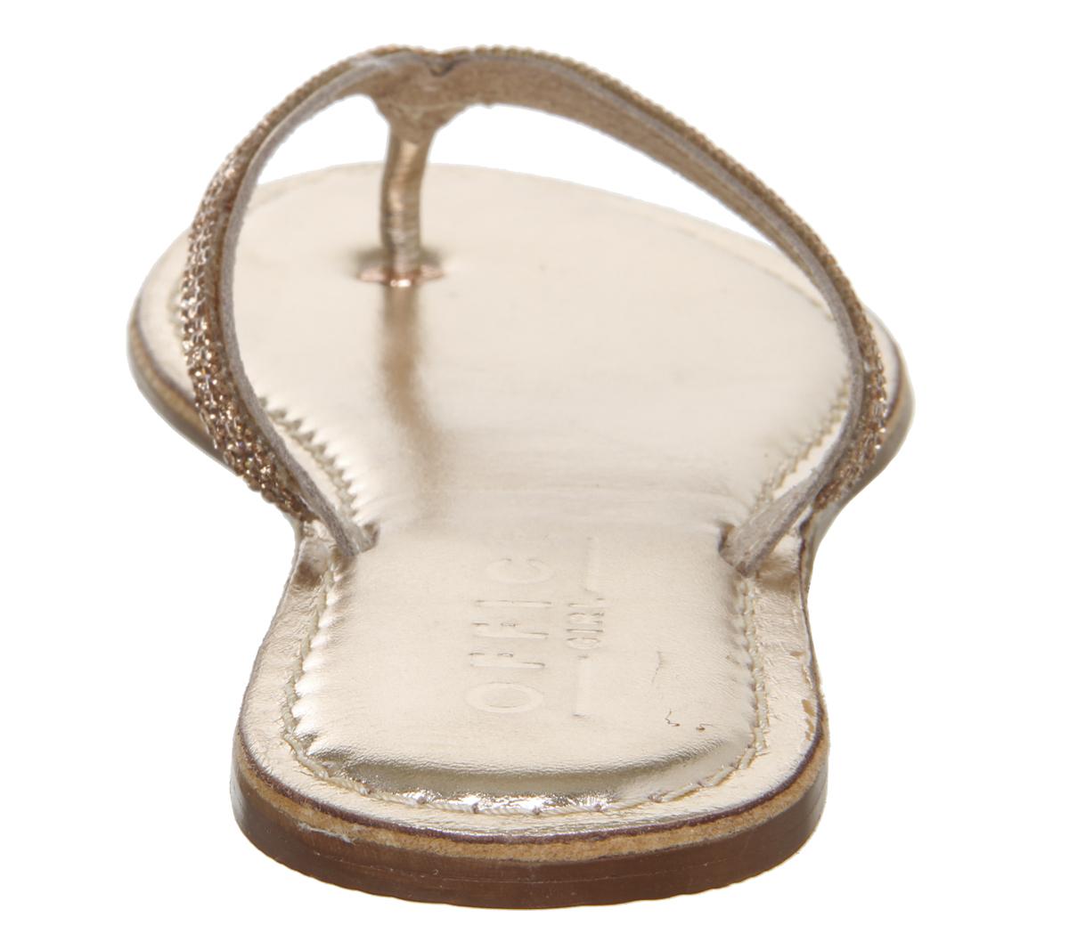 OFFICEStix Toe Post Mule SandalsRose Gold Metallic Diamante