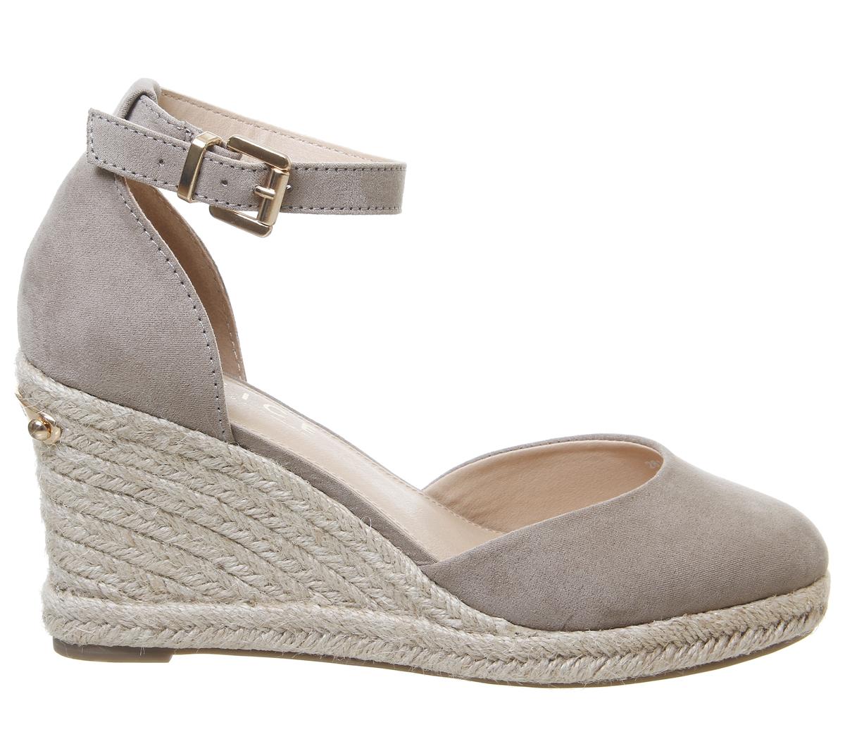 OFFICEMarsha Closed Toe Espadrille WedgeTaupe With Gold Branding