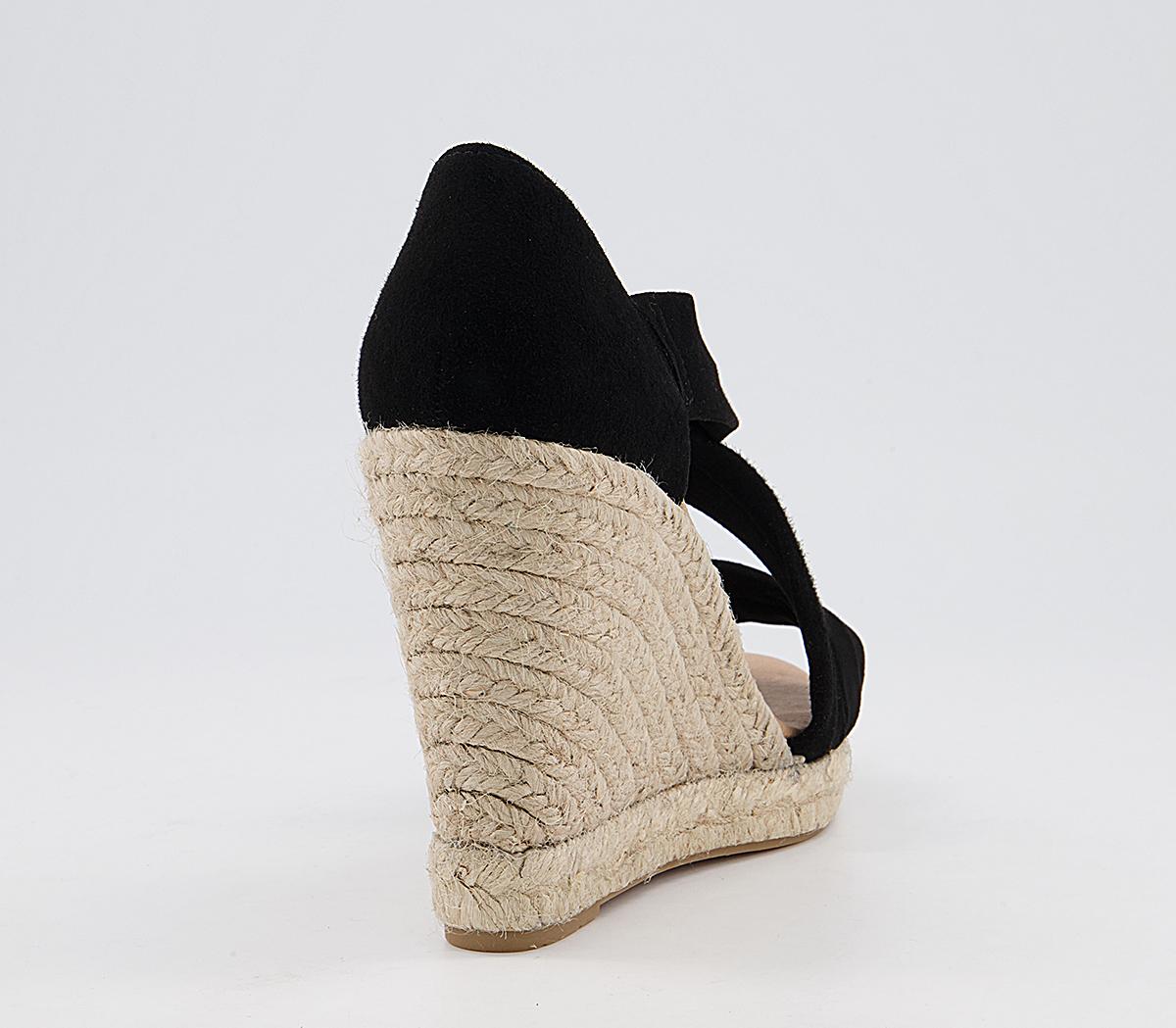 OFFICE Holiday Wedge Espadrilles Black Suede - High Heels