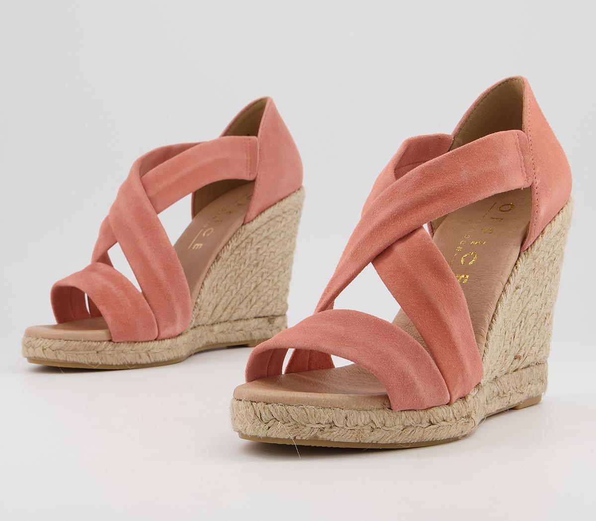 Office Holiday Cross Front Espadrille Wedges Office Holiday Cross Front Espadrille Wedges Peach Suede