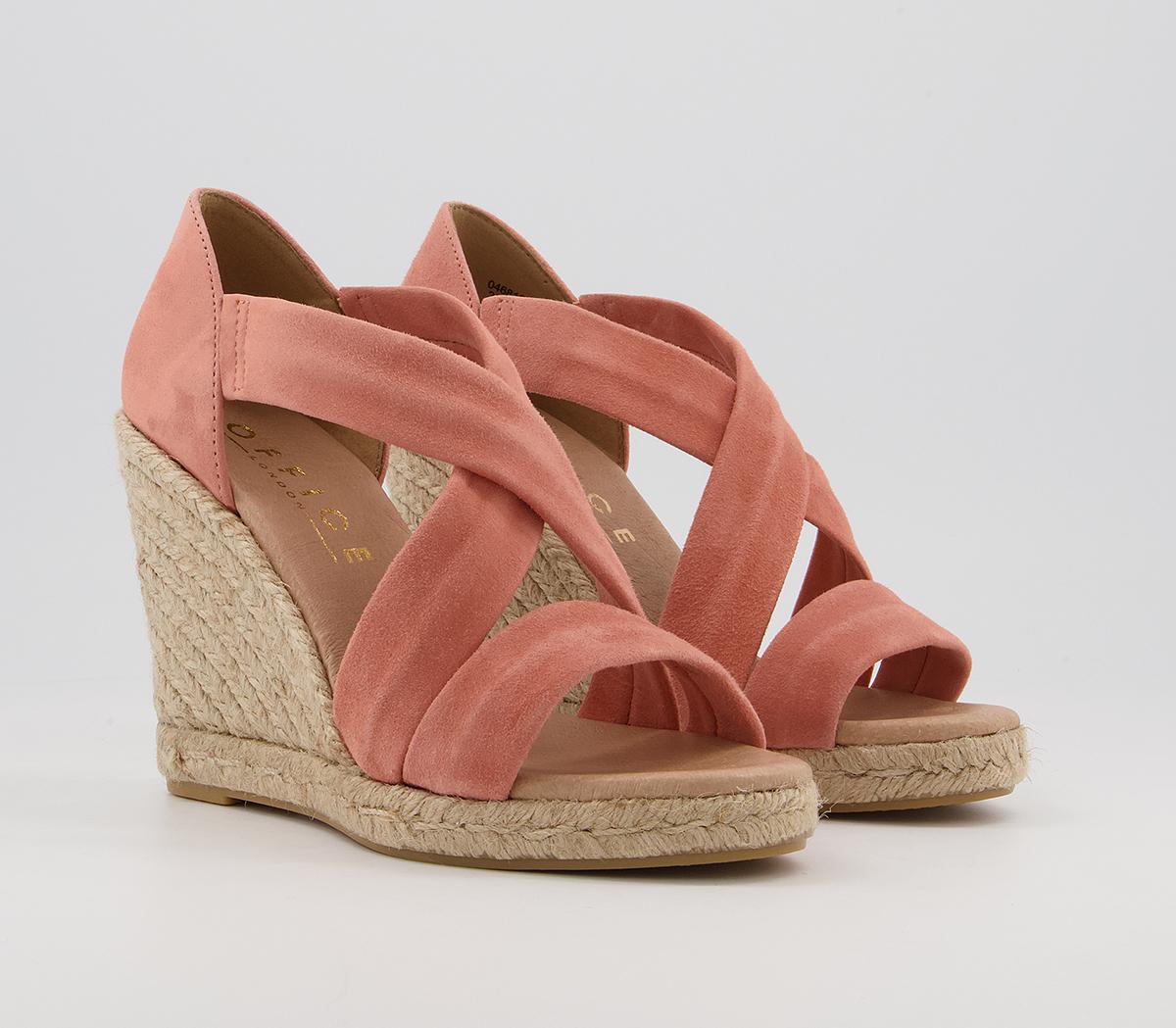 Office Holiday Cross Front Espadrille Wedges Office Holiday Cross Front Espadrille Wedges Peach Suede