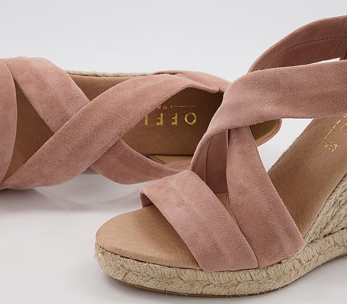 Office maiden pink suede espadrille shops mid wedges