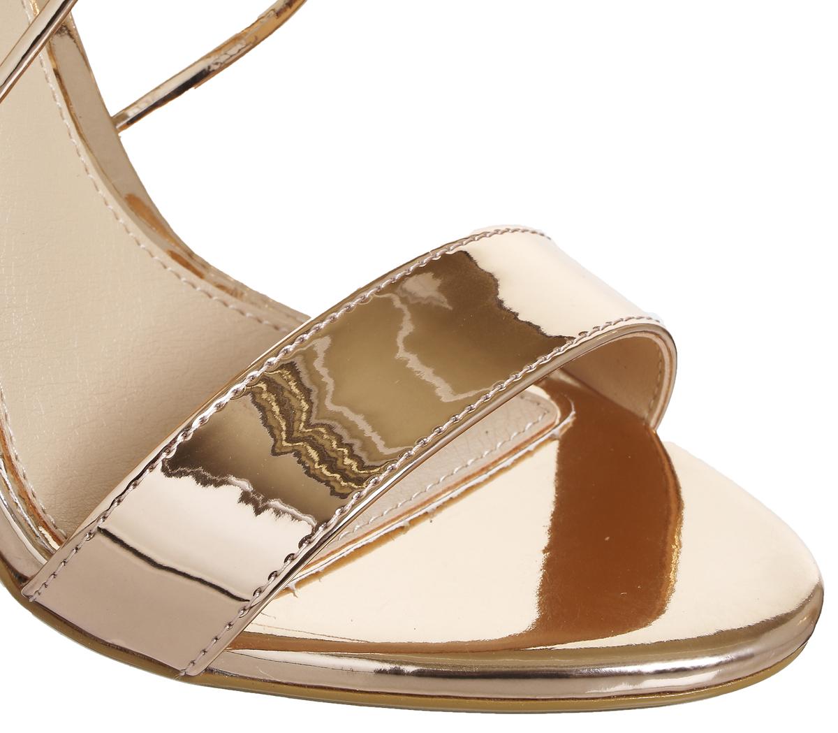 OFFICEHollywood Tubular Strap SandalsRose Gold Mirror