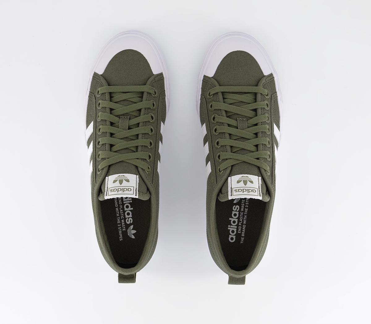 adidasNizza TrainersOlive Strata White White