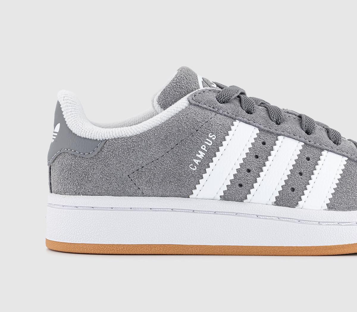 adidas Campus Kids Trainers Grey White Gum - Unisex