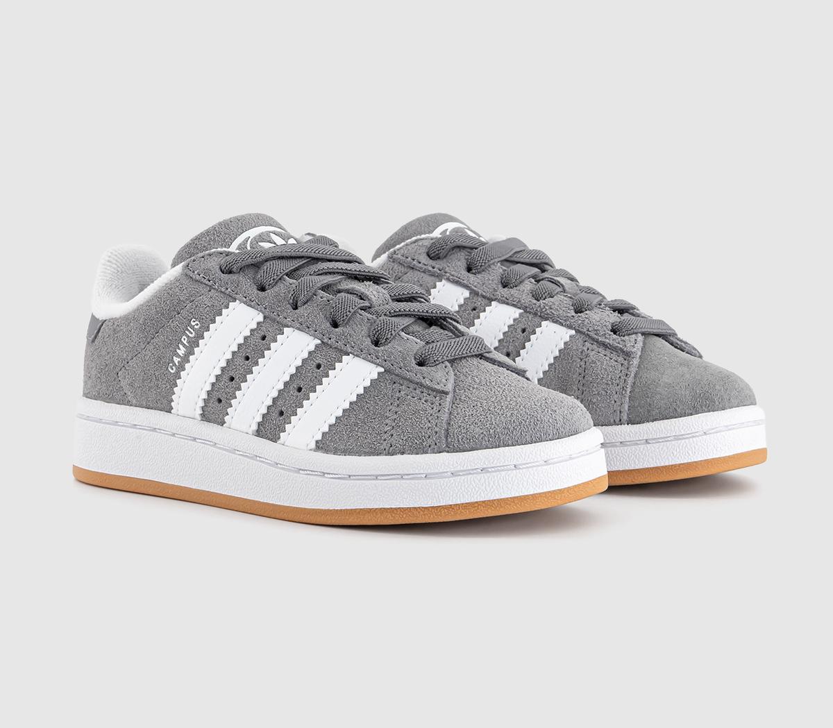 adidas Campus Kids Trainers Grey White Gum - Unisex