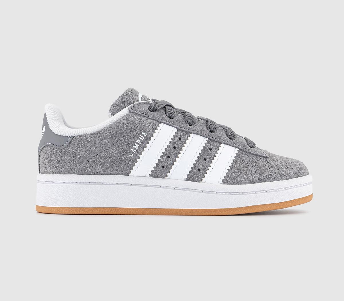 adidas Campus Kids Trainers Grey White Gum Unisex