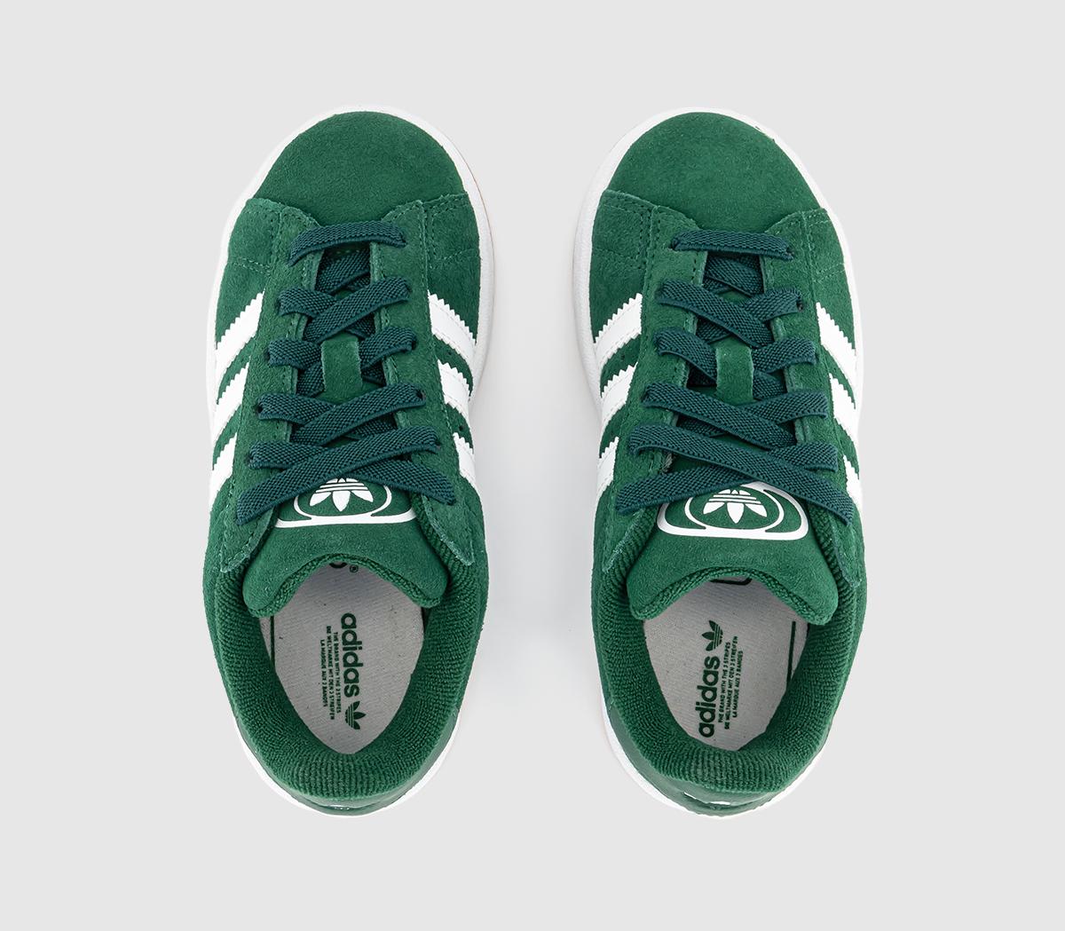 adidas Campus Kids Trainers Dark Green White Gum - Unisex