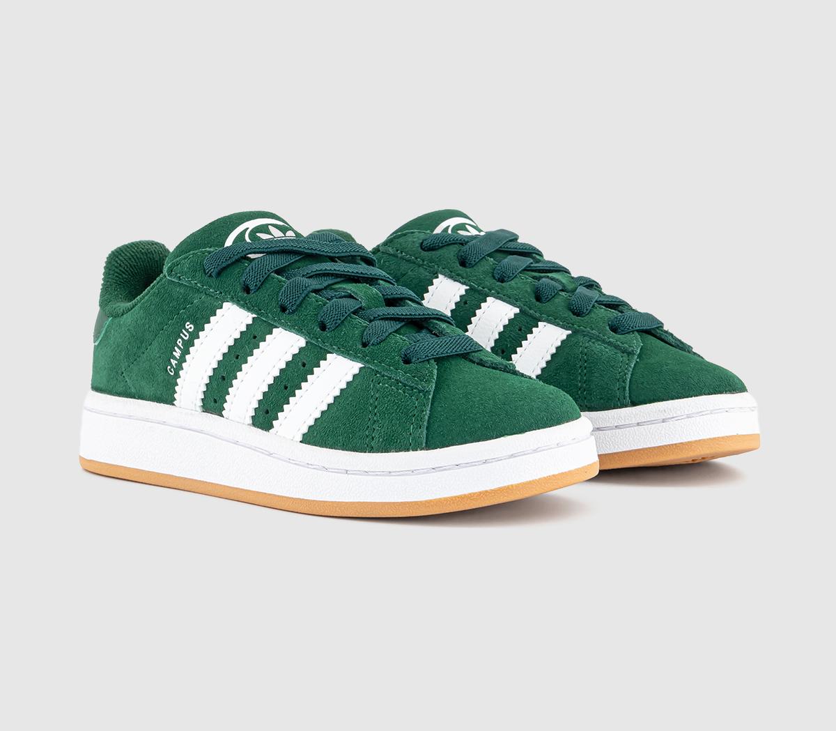 adidas Campus Kids Trainers Dark Green White Gum - Unisex