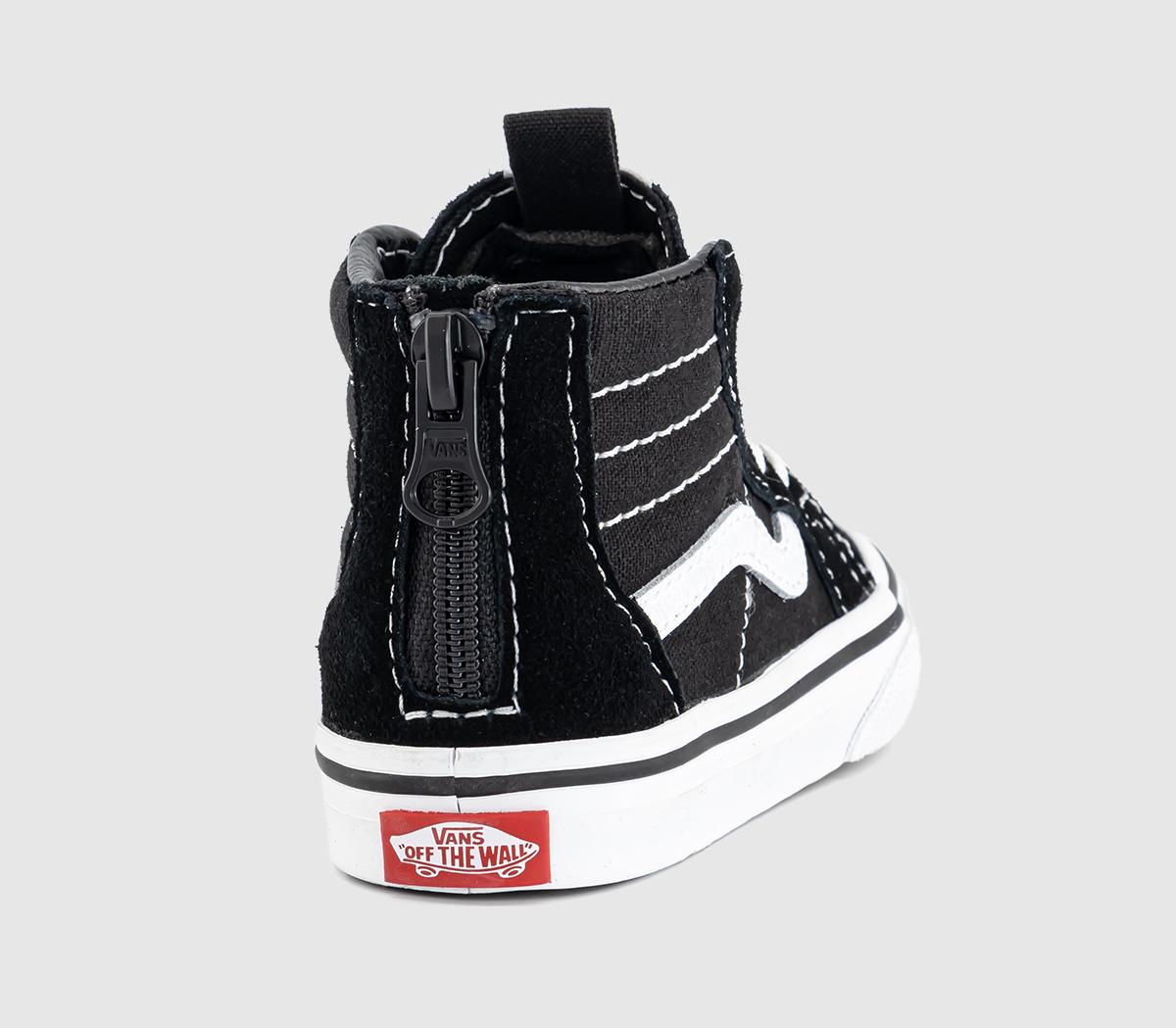 VansSk8 Hi Zip Toddler TrainersBlack White