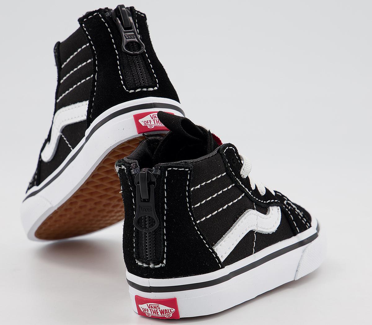 VansSk8 Hi Zip Toddler TrainersBlack White