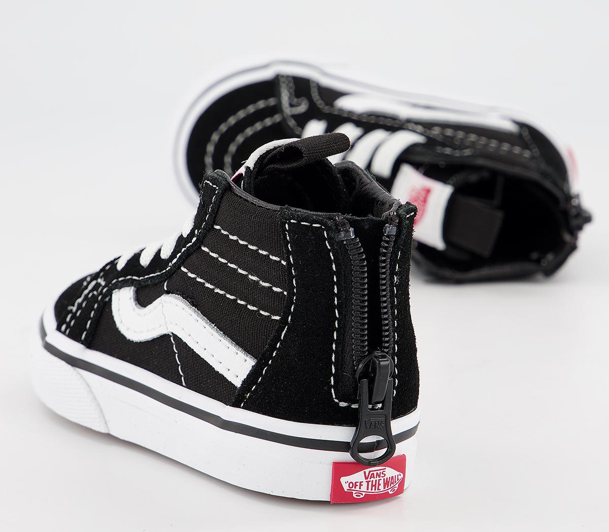 VansSk8 Hi Zip Toddler TrainersBlack White