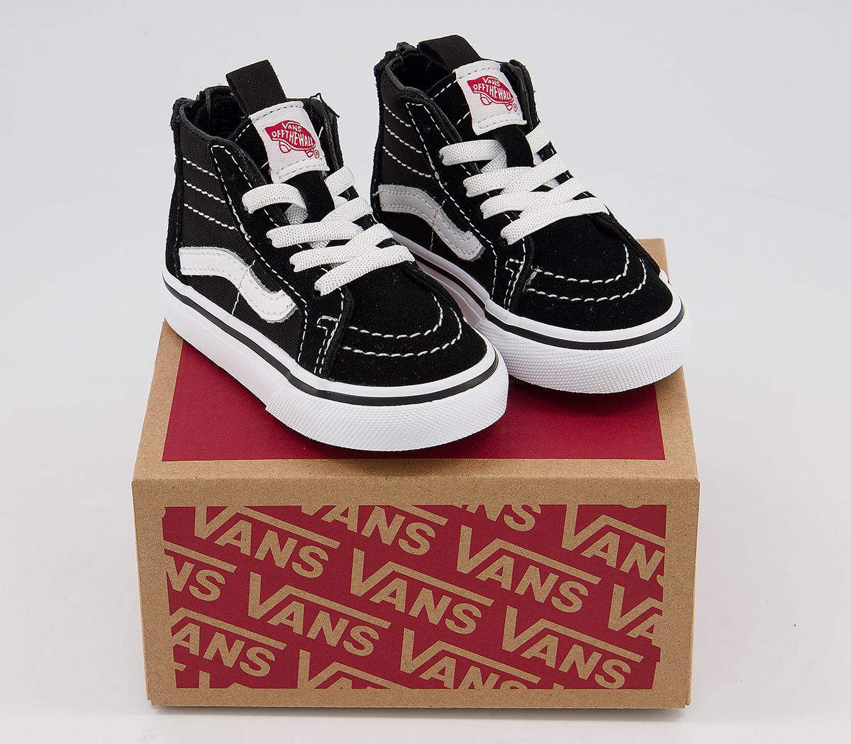 VansSk8 Hi Zip Toddler TrainersBlack White