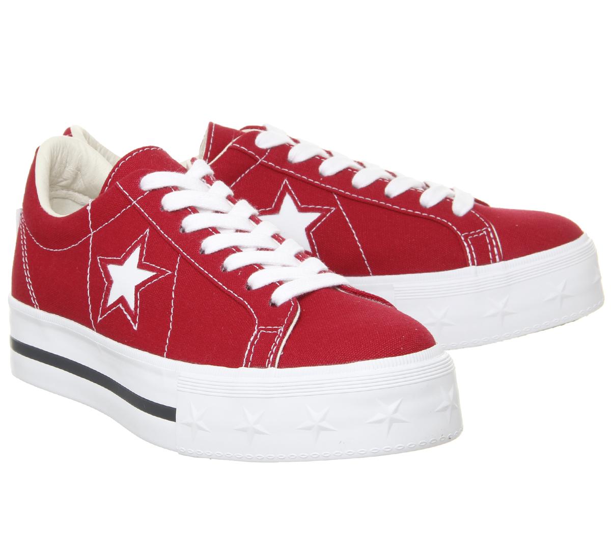 Converse One Star Platform Trainers Gym Red White Women's Trainers