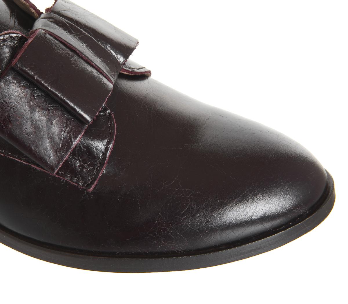 OFFICEFlexa Slip On With BowBurgundy Groucho Leather With Heel Clip