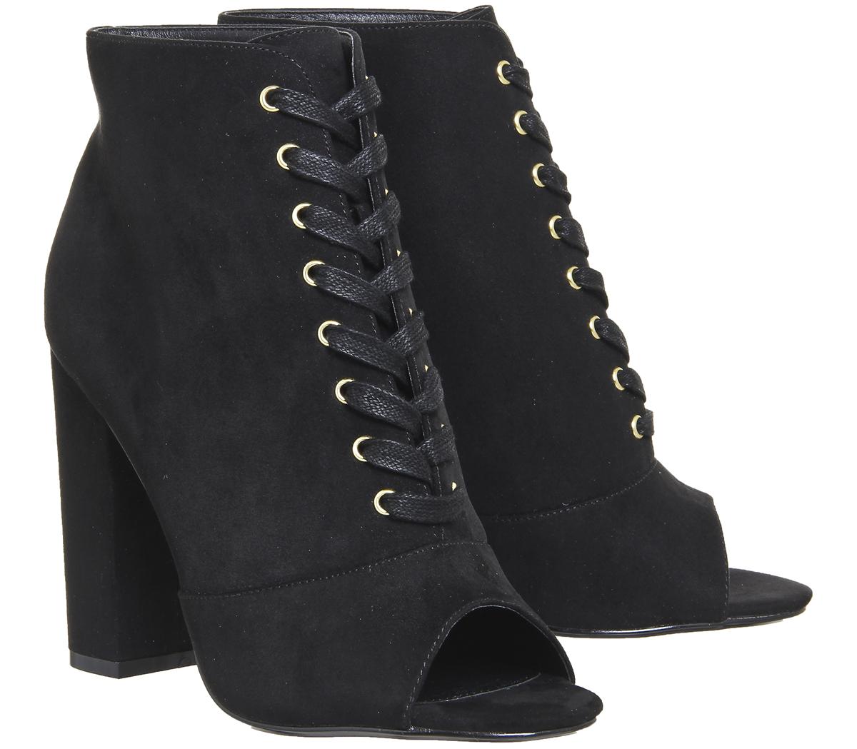 OFFICEAntoinette- Satin Peep Lace UpBlack