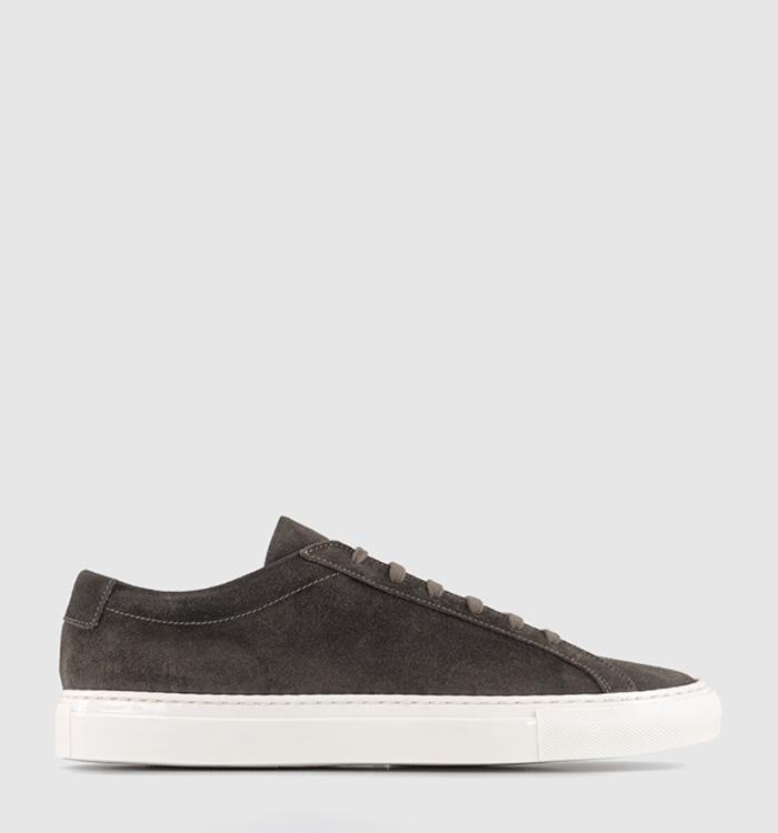 Common Projects Achilles Low Trainers Warm Grey Waxed Suede
