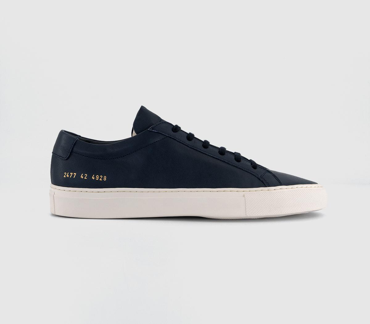 Common Projects Mens Achilles Low Trainers Navy White In Blue, 6