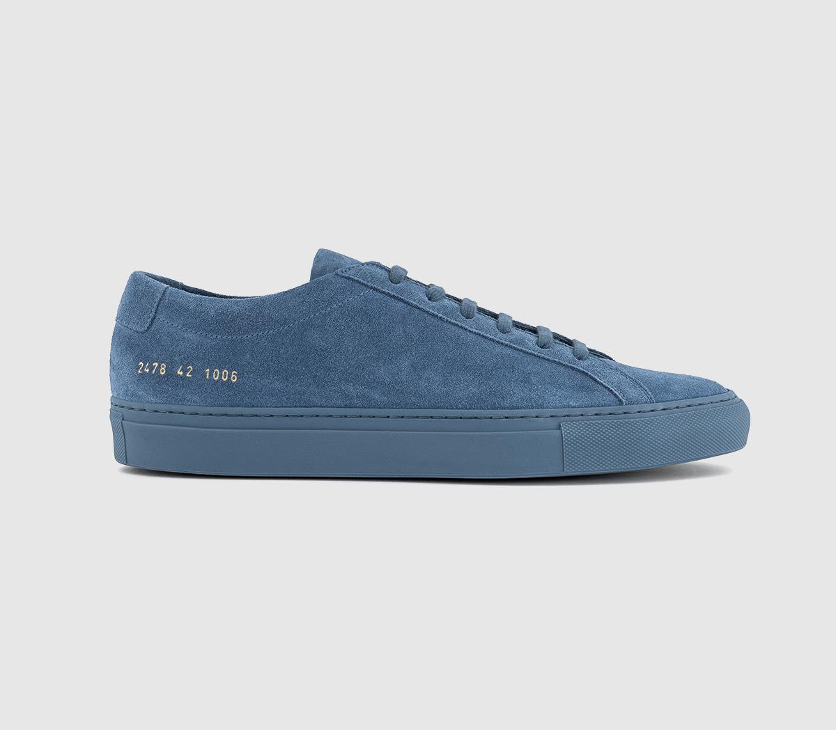 Common Projects Mens Achilles Low Trainers Blue Tonal Suede, 8