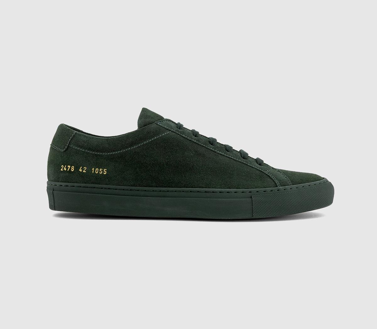 Common Projects Mens Achilles Low Trainers Forest Green Suede, 8