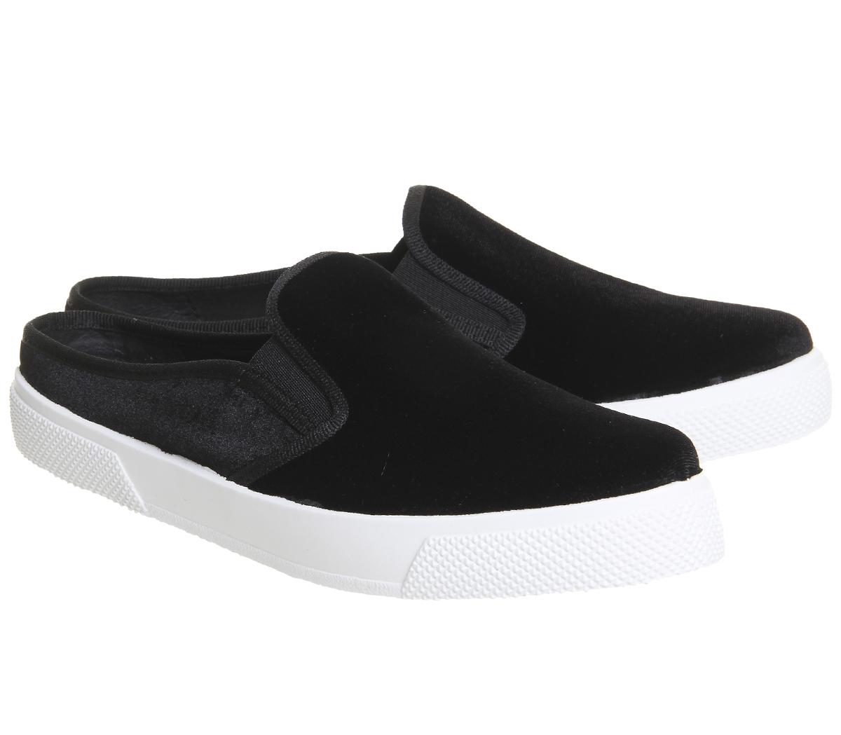 OFFICE Fresher Sports Mules Black Velvet - Flat Shoes for Women