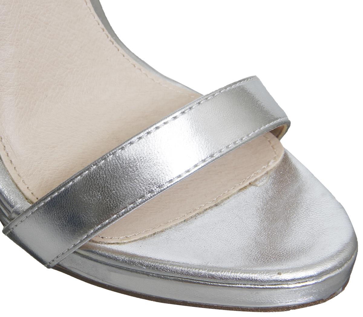 OFFICEHigh Ground Cross Strap HeelsSilver