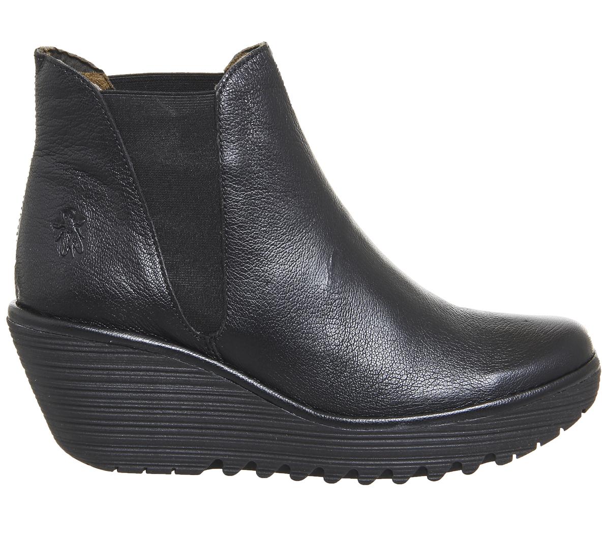 Fly London Yoss Chelsea Boots Black Mousse Ankle Boots