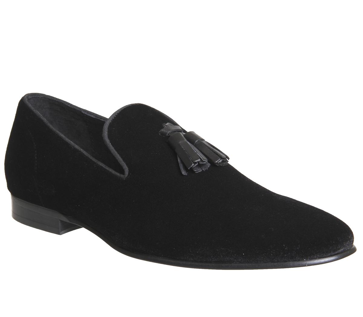 Mens Black Velvet Loafers With Tassels on Sale | bellvalefarms.com