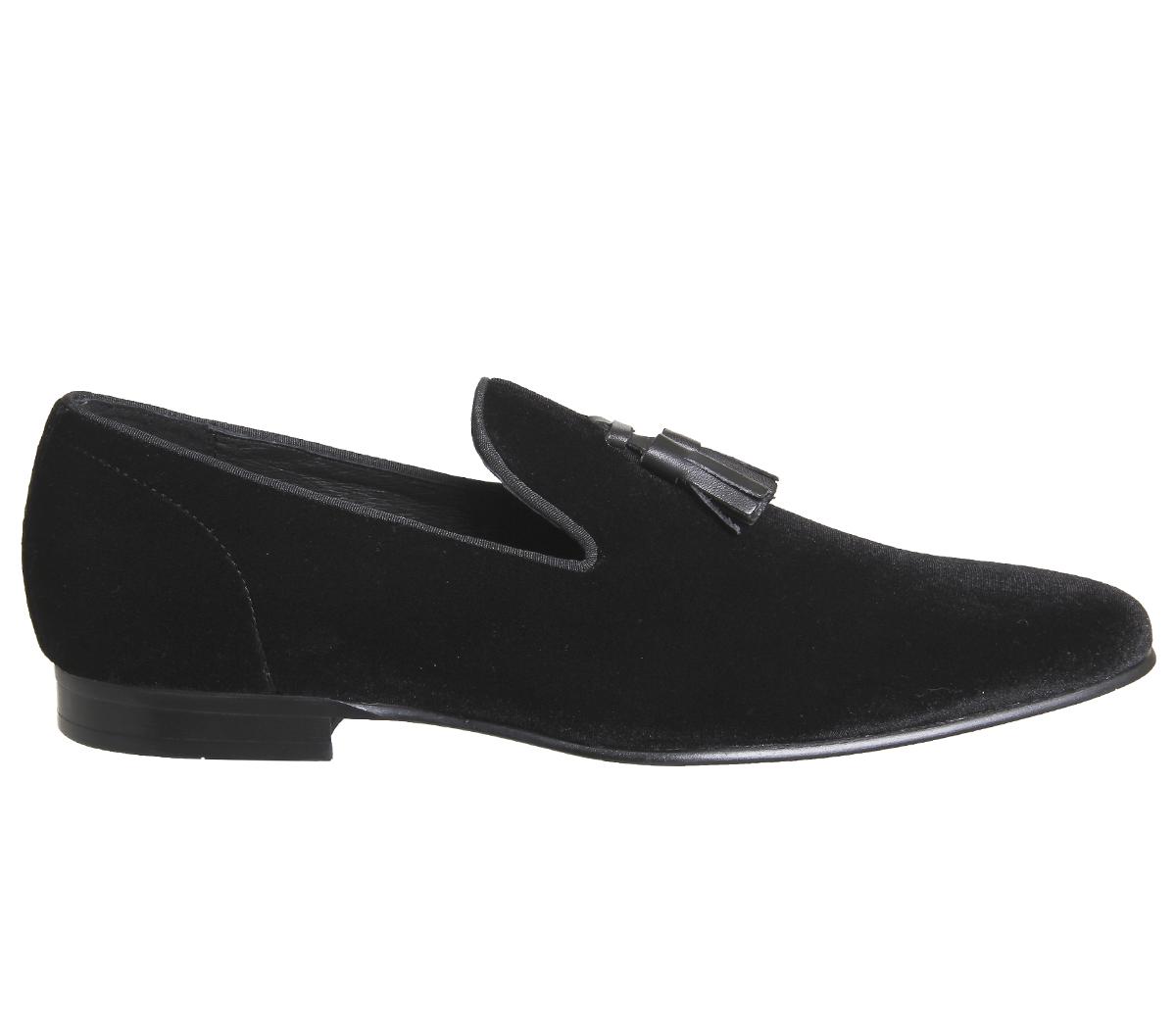 Ask the Missus Glitz Tassel Loafers Black Velvet - Menâs Smart Shoes