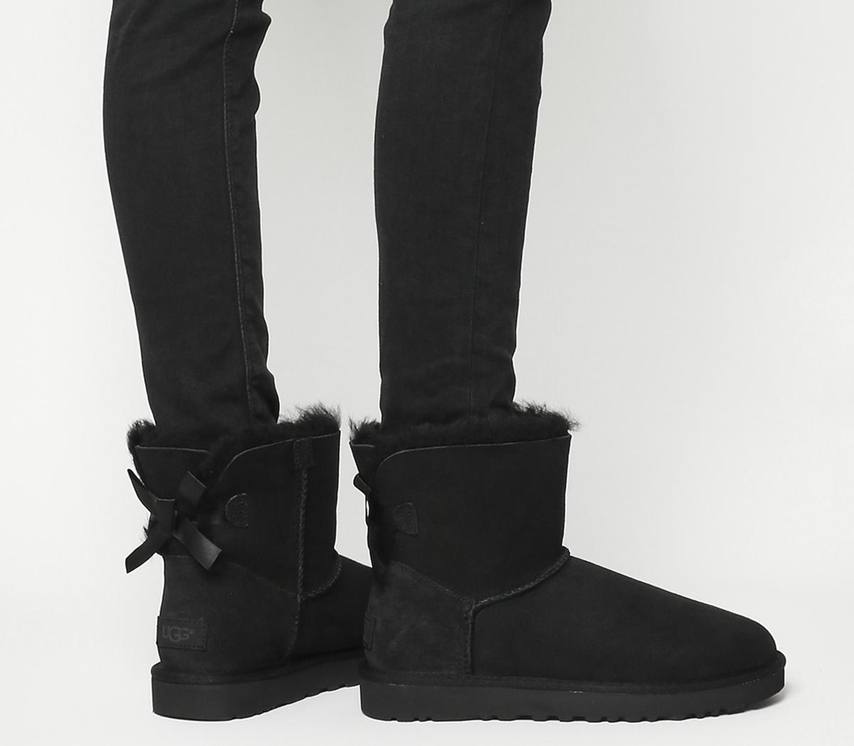 Black Suede Mini Bailey Bow Boots