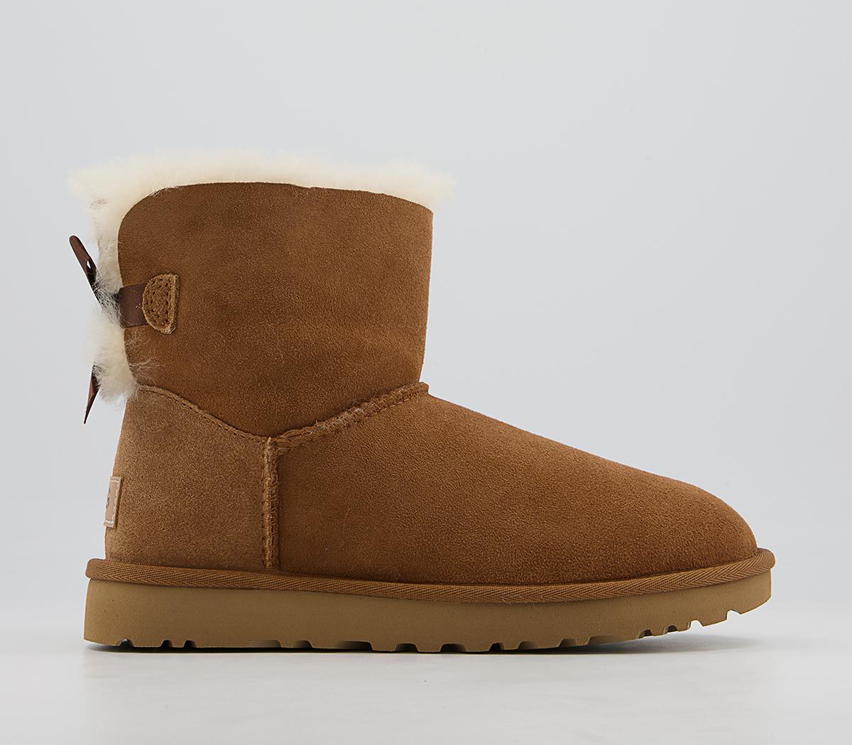 UGG Mini Bailey Bow Boots Chestnut Suede - Women's Ankle Boots