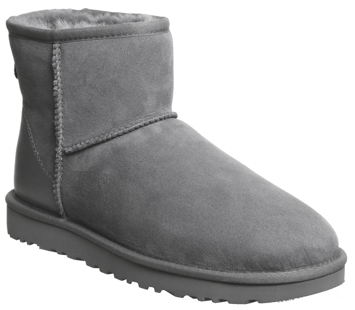 UGG Classic Mini Metallic II Exclusive Grey Suede Smu - Women's Ankle Boots