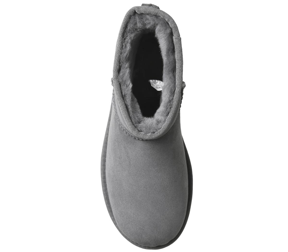 UGG Classic Mini Metallic II Exclusive Grey Suede Smu - Women's Ankle Boots