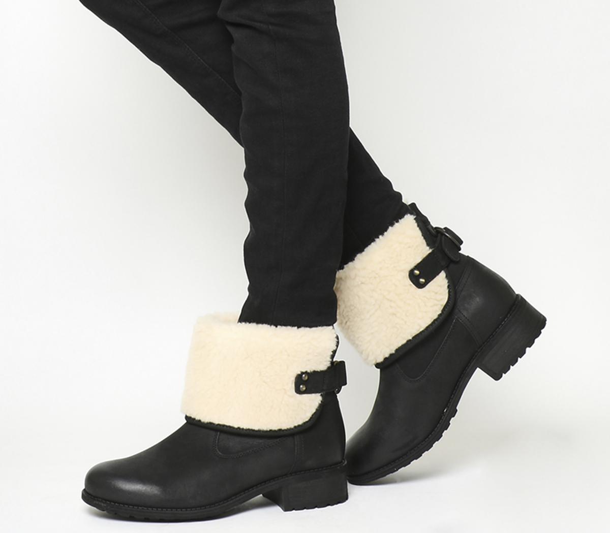 Black fold down boots best sale