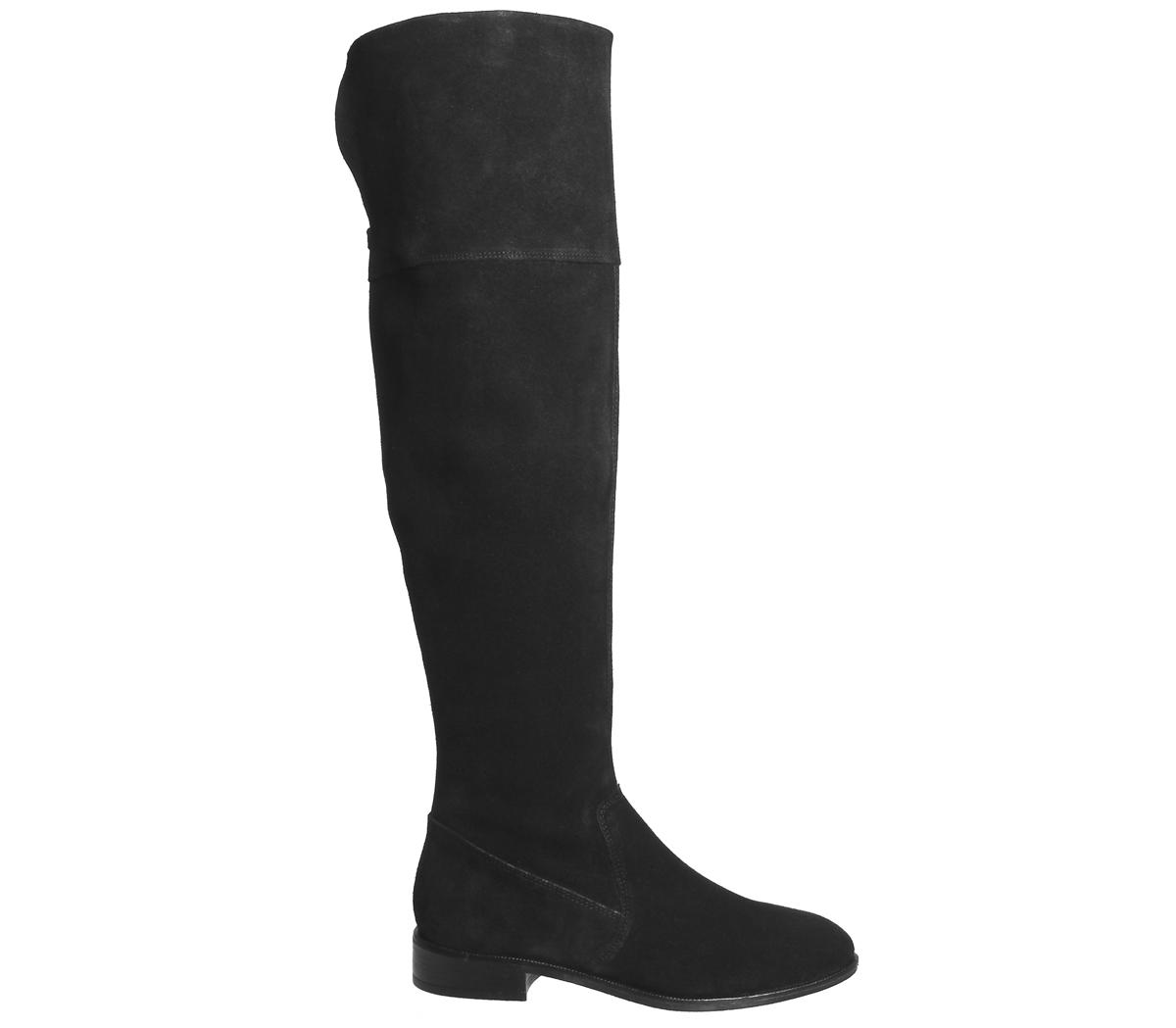 OFFICE Kooper Suede Casual Knee Boots Black Suede - Knee High Boots