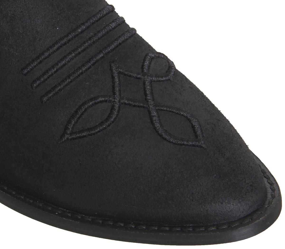 OFFICEAztec- Embroidered WesternBlack Suede
