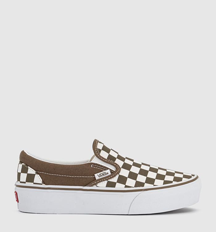 Vans Classic Slip On Platform Trainers Checkerboard Sepia