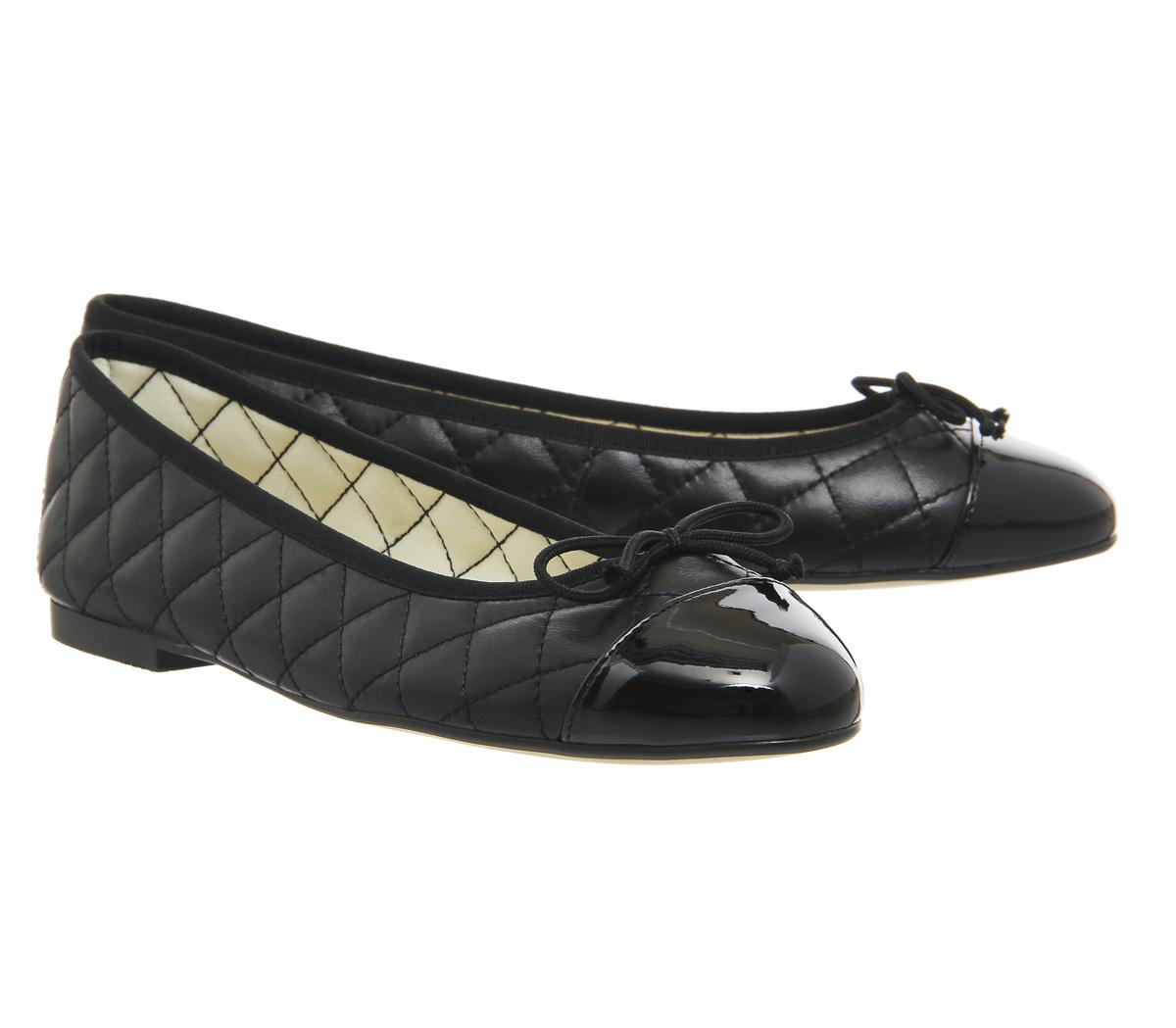OFFICE Cecilia Toe Cap Ballet Pumps Black Leather Patent - Flat Shoes ...