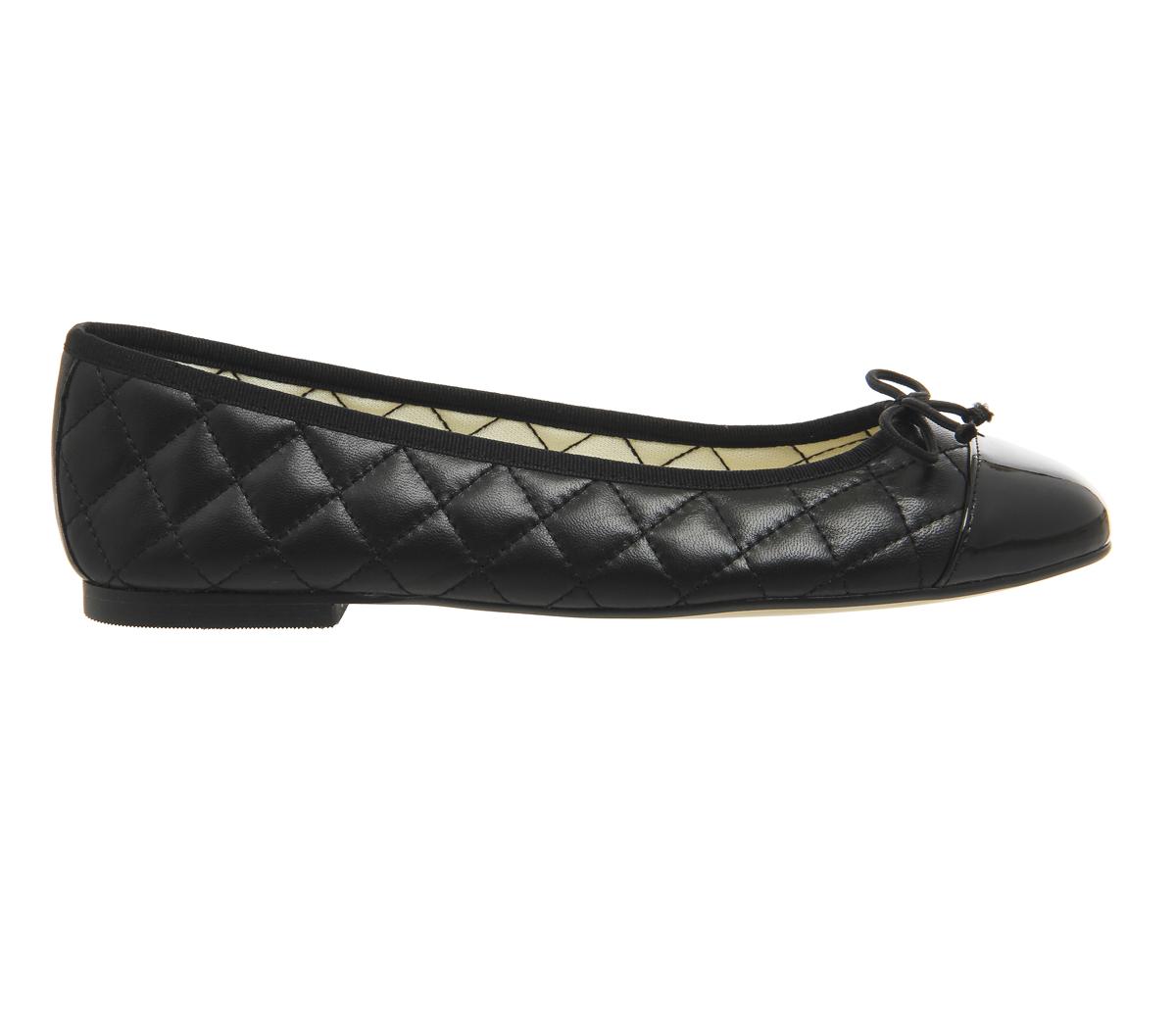 OFFICE Cecilia Toe Cap Ballet Pumps Black Leather Patent - Flat Shoes ...