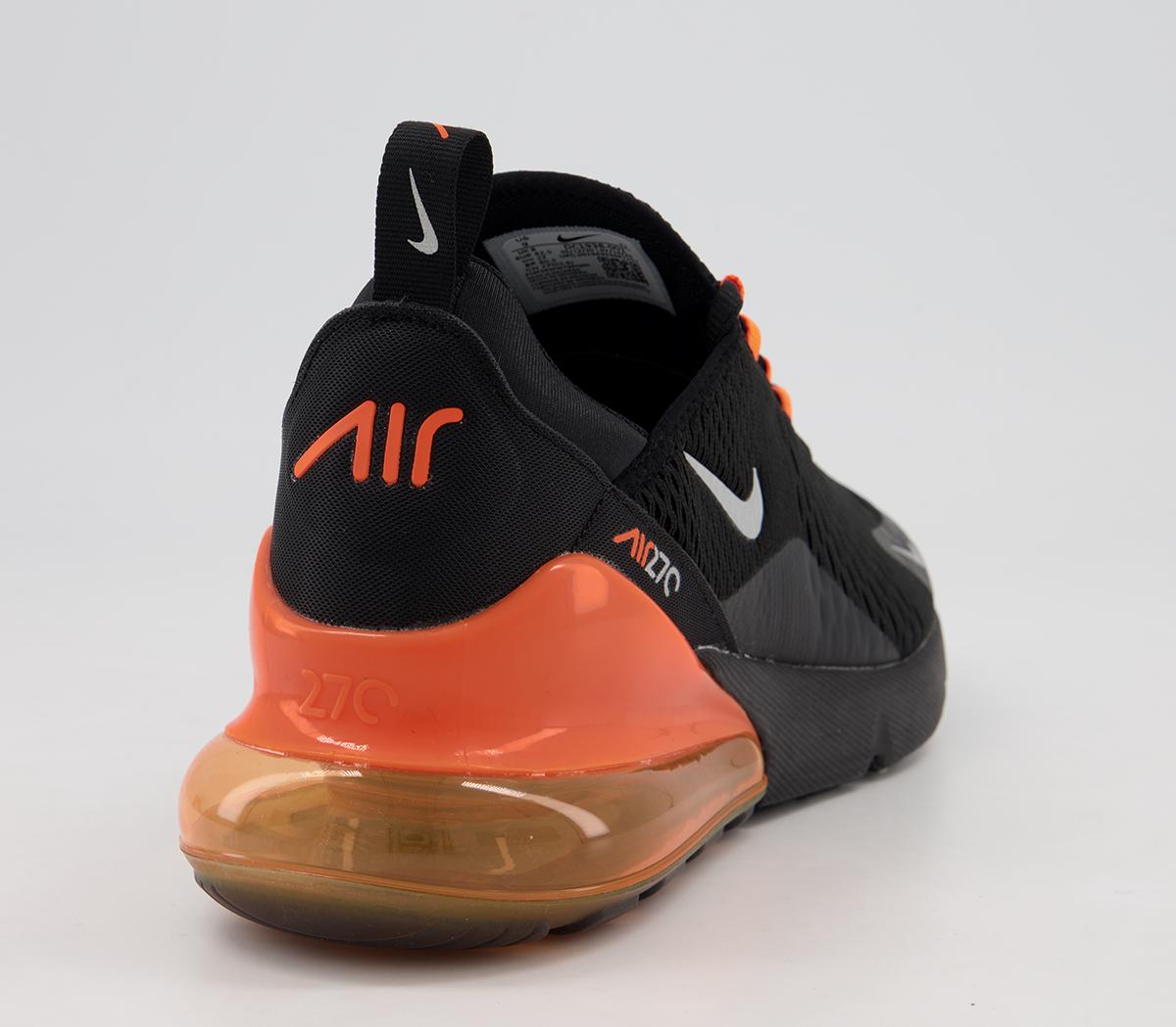 NikeAir Max 270 TrainersBlack Metallic Silver Total Orange