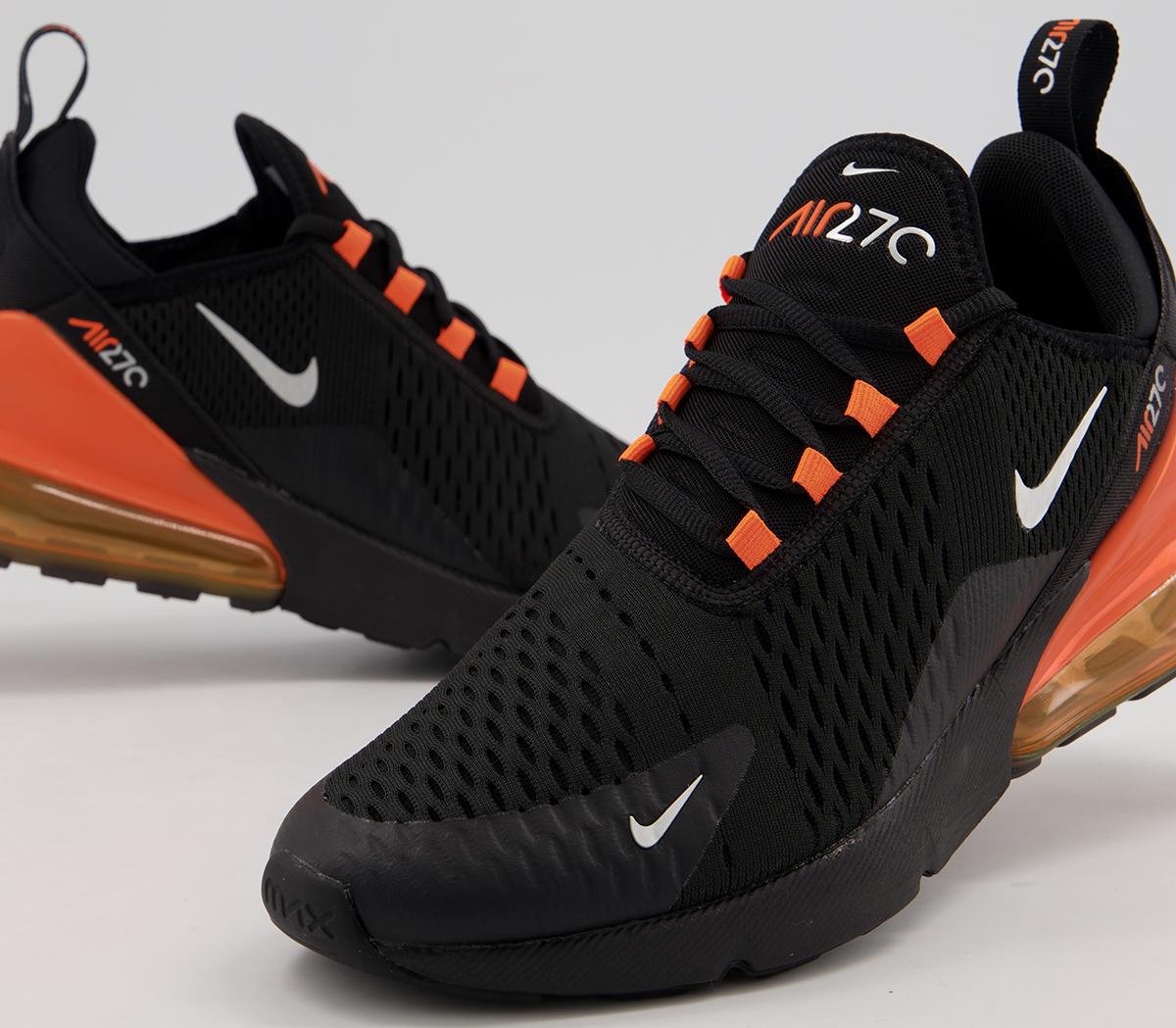 NikeAir Max 270 TrainersBlack Metallic Silver Total Orange