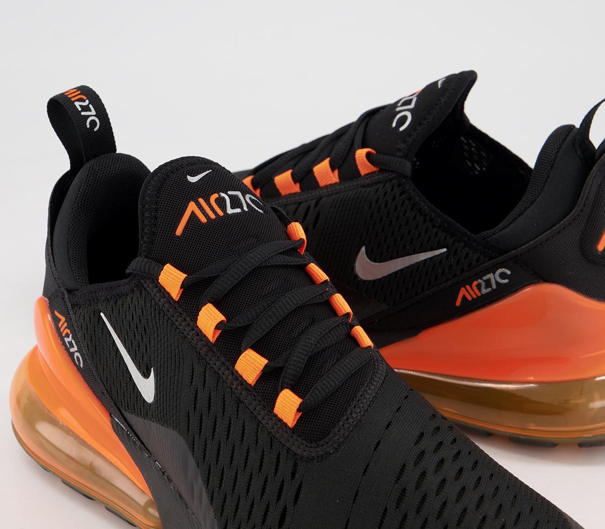 NikeAir Max 270 TrainersBlack Metallic Silver Total Orange