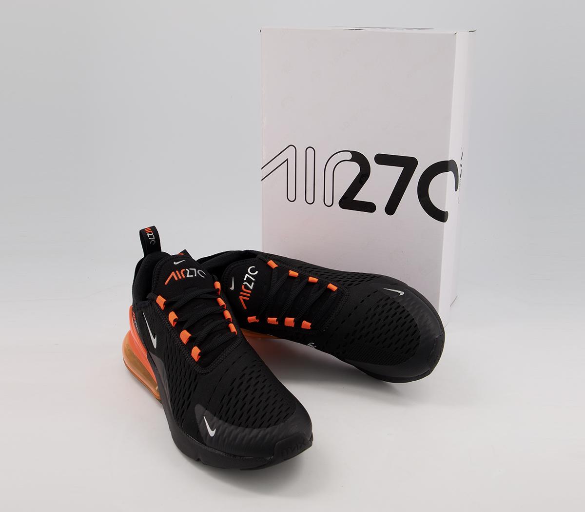 NikeAir Max 270 TrainersBlack Metallic Silver Total Orange