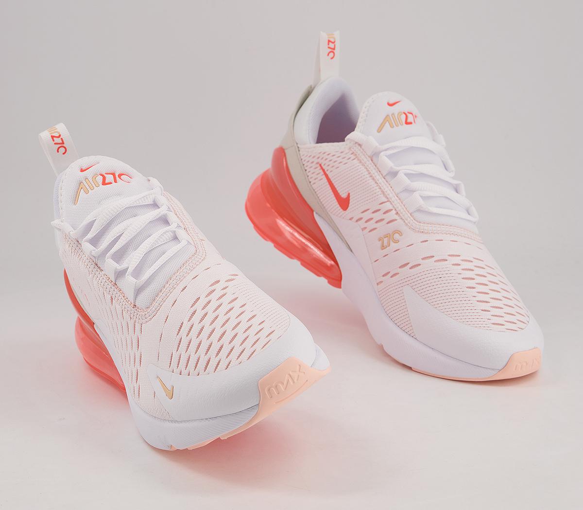 Nike Air Max 270 Trainers White Bright Mango Crimson Tint F